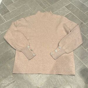 Tahari Mockneck Pullover Medium Jewel Sleeve Detail